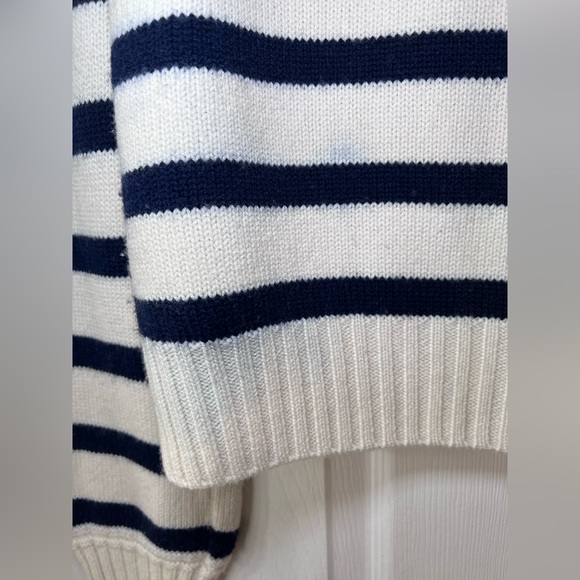 La Ligne Women's Crew Neck Sweater - Black and Cream Stripes Size Small - Picture 3 of 12